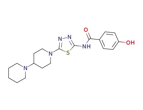 4-hydroxy-N-(5-(4-(piperidino)-1-piperidinyl)-1,3,4-thiadiazol-2-yl)benzamide