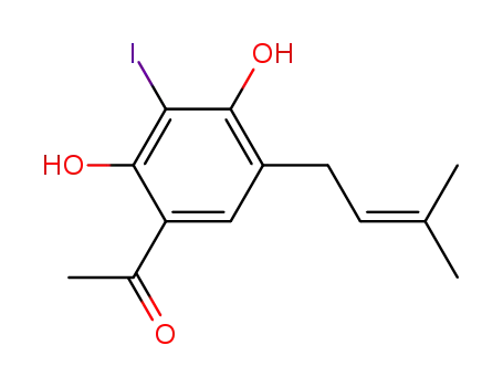 2,4-dihydroxy-5-prenyl-3-iodoacetophenone