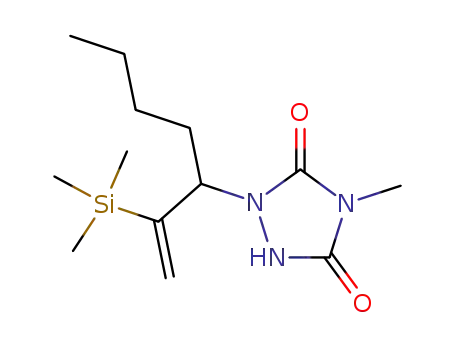 Molecular Structure of 137041-34-0 (1,2,4-Triazolidine-3,5-dione,
4-methyl-1-[1-[1-(trimethylsilyl)ethenyl]pentyl]-)
