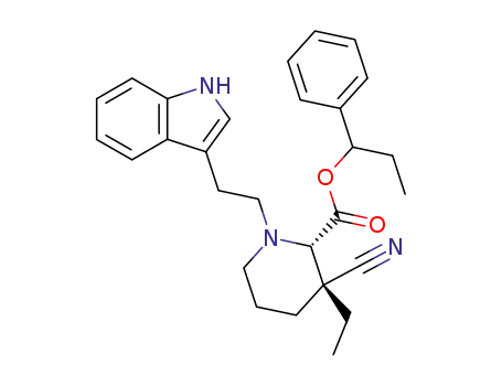 1-phenylpropyl (2S,3R)-3-cyano-3-ethyl-N-<2-(3-indolyl)ethyl>pipecolate