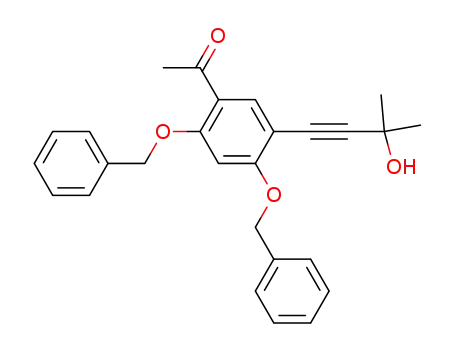 Molecular Structure of 157953-23-6 (Ethanone,
1-[5-(3-hydroxy-3-methyl-1-butynyl)-2,4-bis(phenylmethoxy)phenyl]-)