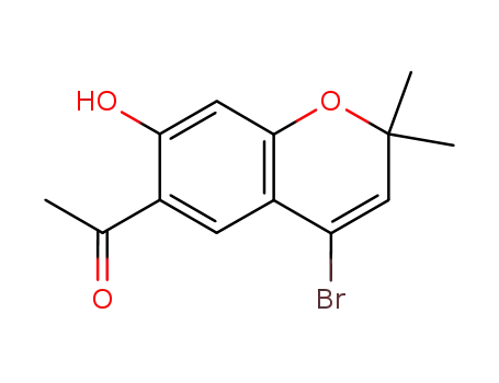 Molecular Structure of 193333-22-1 (Ethanone, 1-(4-bromo-7-hydroxy-2,2-dimethyl-2H-1-benzopyran-6-yl)-)