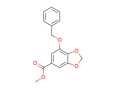 Molecular Structure of 142531-43-9 (1,3-Benzodioxole-5-carboxylic acid, 7-(phenylmethoxy)-, methyl ester)