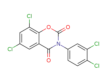 Molecular Structure of 92030-30-3 (2H-1,3-Benzoxazine-2,4(3H)-dione,
6,8-dichloro-3-(3,4-dichlorophenyl)-)