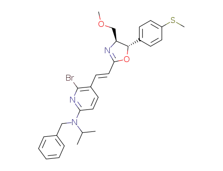 Benzyl-(6-bromo-5-{(E)-2-[(4S,5S)-4-methoxymethyl-5-(4-methylsulfanyl-phenyl)-4,5-dihydro-oxazol-2-yl]-vinyl}-pyridin-2-yl)-isopropyl-amine
