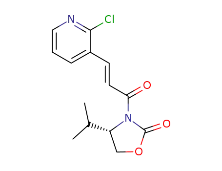 Molecular Structure of 494841-72-4 (2-Oxazolidinone,
3-[(2E)-3-(2-chloro-3-pyridinyl)-1-oxo-2-propenyl]-4-(1-methylethyl)-,
(4S)-)