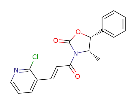 Molecular Structure of 494841-71-3 (2-Oxazolidinone,
3-[(2E)-3-(2-chloro-3-pyridinyl)-1-oxo-2-propenyl]-4-methyl-5-phenyl-,
(4S,5R)-)