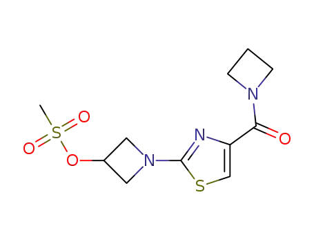 Molecular Structure of 429668-55-3 (Azetidine,
1-[[2-[3-[(methylsulfonyl)oxy]-1-azetidinyl]-4-thiazolyl]carbonyl]-)