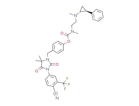 4-((3-(4-cyano-3-(trifluoromethylphenyl)-5,5-dimethyl-2,4-dioxoimidazolidin-1-yl)methyl)phenylmethyl2-(methyl(2-phenylcyclopropyl)amino)ethyl)carbamate
