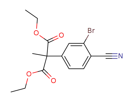 Molecular Structure of 138568-93-1 (Propanedioic acid, (3-bromo-4-cyanophenyl)methyl-, diethyl ester)