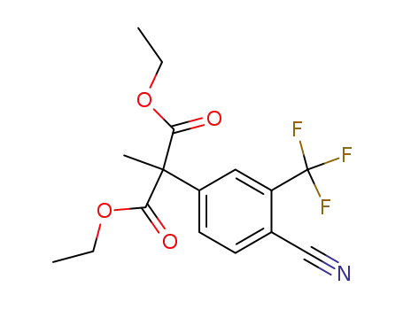 Molecular Structure of 138568-96-4 (Propanedioic acid, [4-cyano-3-(trifluoromethyl)phenyl]methyl-, diethyl
ester)