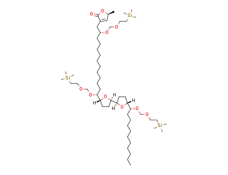 (S)-3-((2R,13R)-2,13-Bis-(2-trimethylsilanyl-ethoxymethoxy)-13-{(2R,5R,2'R,5'R)-5'-[(R)-1-(2-trimethylsilanyl-ethoxymethoxy)-undecyl]-octahydro-[2,2']bifuranyl-5-yl}-tridecyl)-5-methyl-5H-furan-2-one