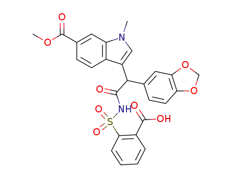 3-[1-benzo[1,3]dioxol-5-yl-2-(2-carboxy-benzenesulfonylamino)-2-oxo-ethyl]-1-methyl-1H-indole-6-carboxylic acid methyl ester