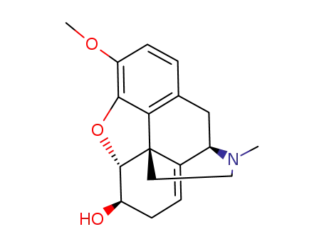 Molecular Structure of 16008-33-6 (Morphinan-6-ol,8,14-didehydro-4,5-epoxy-3-methoxy-17-methyl-, (5a,6b)-)