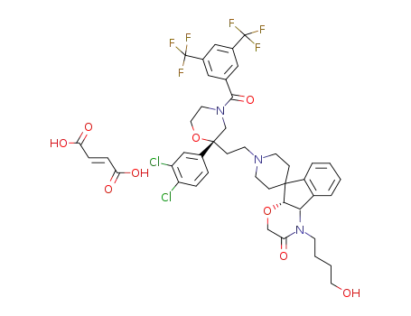 2-[((2S)-1'-{2-[(2R)-4-[3,5-bis(Trifluoromethyl)benzoyl]-2-(3,4-dichlorophenyl)morpholin-2-yl]ethyl}-2,3-dihydrospiro[indene-1,4'-piperidin]-2-yl)oxy]-N-(4-hydroxybutyl)-N-methylacetamide fumarate