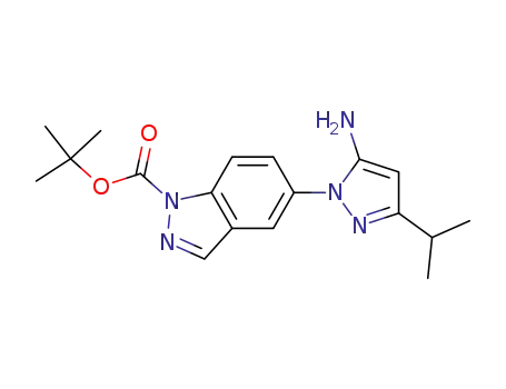 tert-butyl 5-(5-amino-3-isopropyl-pyrazol-1-yl)-indazole-1-carboxylate