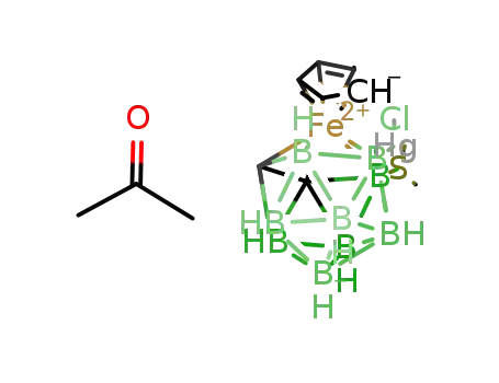 8-chloromercuro-3-cyclopentadienyl-4-dimethylsulfido-3-ferra-1,2-dicarba-closo-dodecaborane acetone solvate (1:1)