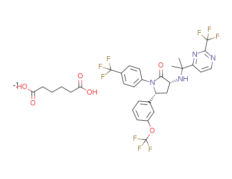(3R,5R)-3-[1-methyl-1-(2-trifluoromethyl-pyrimidin-4-yl)-ethylamino]-5-(3-trifluoromethoxy-phenyl)-1-(4-trifluoromethyl-phenyl)-pyrrolidin-2-one adipate