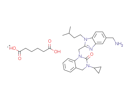 1-[[5-(aminomethyl)-1-isopentyl-benzimidazol-2-yl]methyl]-3-cyclopropyl-4H-quinazolin-2-one adipate salt