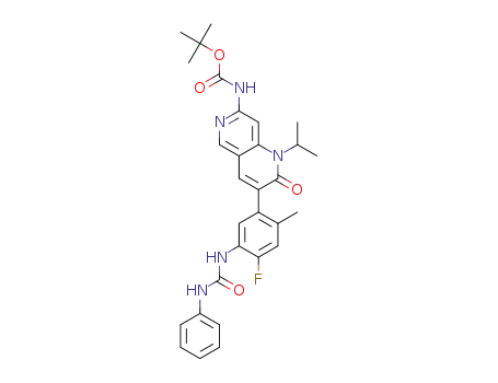 tert-butyl (3-(4-fluoro-2-methyl-5-(3-phenylureido)phenyl)-1-isopropyl-2-oxo-1,2-dihydro-1,6-naphthyridin-7-yl)carbamate