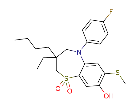 3-butyl-3-ethyl-5-(4-fluorophenyl)-8-hydroxy-7-(methylthio)-2,3,4,5-tetrahydro-1,5-benzothiazepine 1,1-dioxide