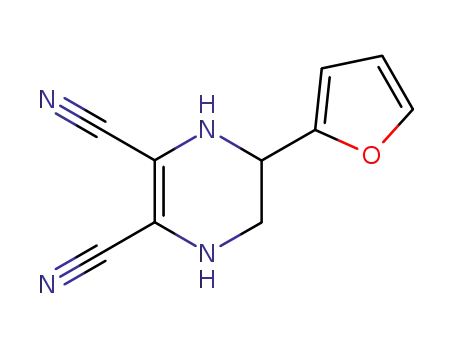 Molecular Structure of 37494-43-2 (2,3-Pyrazinedicarbonitrile, 5-(2-furanyl)-1,4,5,6-tetrahydro-)