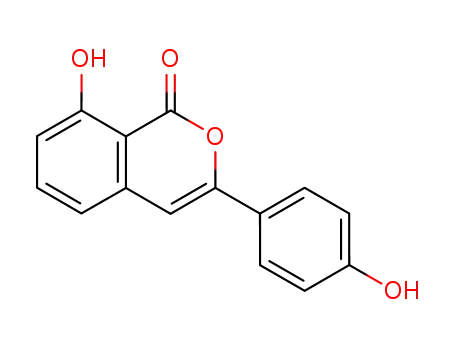 Molecular Structure of 80458-94-2 (1H-2-Benzopyran-1-one, 8-hydroxy-3-(4-hydroxyphenyl)-)