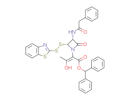 diphenylmethyl 2-<(3R,4R)-4-(2-benzothiazolyldithio)-2-oxo-3-(phenylacetylamino)-1-azetidinyl>-3-hydroxy-2-butenoate