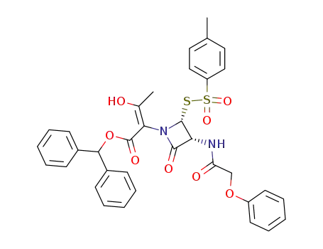 diphenylmethyl 3-hydroxy-2-<(3R,4R)-2-oxo-3-(phenoxyacetylamino)-4-(p-tolylsulfonylthio)-1-azetidinyl>-2-butenoate