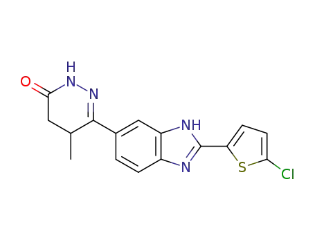 5-methyl-6-<2-(2-<5-chlorothienyl>)-5-benzimidazoyl>-2,3,4,5-tetrahydro-pyridazin-3-one