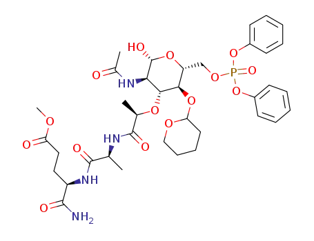 N-<2-O-<2-acetamido-2,3-dideoxy-6-O-diphenylphosphono-4-O-(tetrahydropyran-2-yl)-β-D-glucopyranose-3-yl>-D-lactoyl>-L-alanyl-D-isoglutamine methyl ester