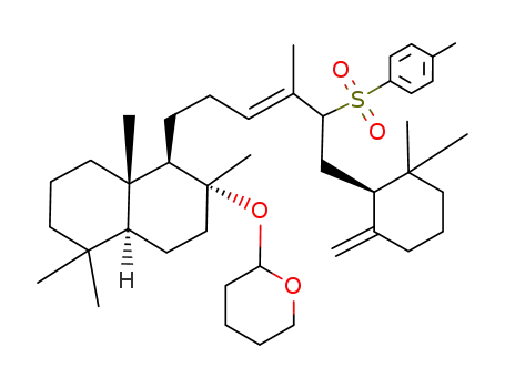 2-{(1R,2R,4aS,8aS)-1-[(E)-6-((S)-2,2-Dimethyl-6-methylene-cyclohexyl)-4-methyl-5-(toluene-4-sulfonyl)-hex-3-enyl]-2,5,5,8a-tetramethyl-decahydro-naphthalen-2-yloxy}-tetrahydro-pyran
