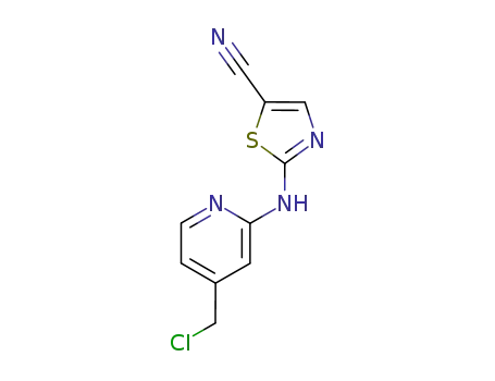 Molecular Structure of 329794-15-2 (5-Thiazolecarbonitrile, 2-[[4-(chloromethyl)-2-pyridinyl]amino]-)