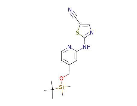 Molecular Structure of 329794-13-0 (5-Thiazolecarbonitrile,
2-[[4-[[[(1,1-dimethylethyl)dimethylsilyl]oxy]methyl]-2-pyridinyl]amino]-)