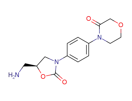 Molecular Structure of 446292-10-0 (3-MORPHOLINONE, 4-[4-[(5S)-5-(AMINOMETHYL)-2-OXO-3-OXAZOLIDINYL]PHENYL]-)