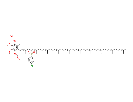 1-[(2E,6E,10E,14E,18E,22E,26E,30E,34E)-5-(4-chlorophenylsulfonyl)-3,7,11,15,19,23,27,31,35,39-decamethyltetraconta-2,6,10,14,18,22,26,30,34,38-decaenyl]-3,4-dimethoxy-2,5-bis(methoxymethoxy)-6-methylbenzene