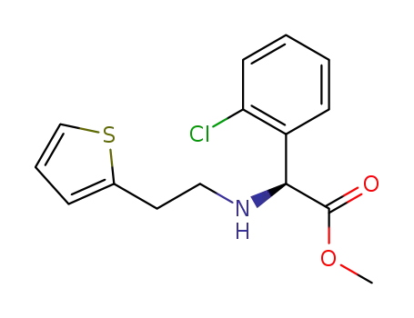 Molecular Structure of 141109-20-8 ((+)-(S)-Methyl alpha-[[2-(2-thienyl)ethyl]amino]-alpha-(2-chlorophenyl)acetate)