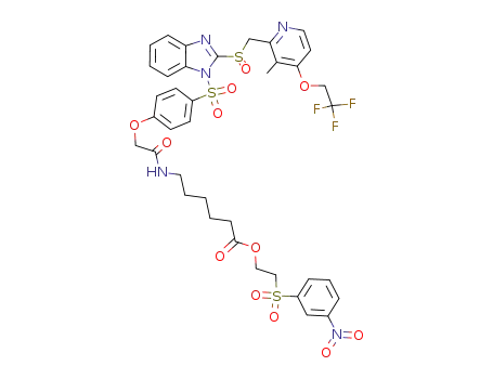 6-[2-(4-{2-[3-methyl-4-(2,2,2-trifluoro-ethoxy)-pyridin-2-ylmethanesulfinyl]-benzimidazole-1-sulfonyl}-phenoxy)-acetylamino]-n-hexanoic acid 2-(3-nitro-benzenesulfonyl)ethyl ester