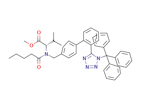 Molecular Structure of 781664-81-1 ((S)-Methyl 3-methyl-2-(N-((2'-(1-trityl-1H-tetrazol-5-yl)-[1,1'-biphenyl]-4-yl)methyl)pentanamido)