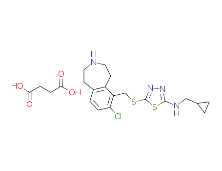7-chloro-6-[5-(cyclopropylmethyl-amino)-[1,3,4]thiadiazol-2-ylthiomethyl]-2,3,4,5-tetrahydro-1H-benzo[d]azepine succinate