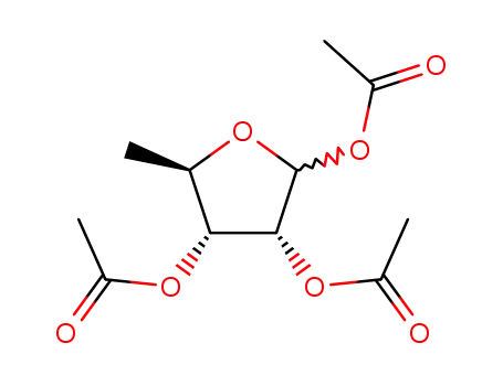 Molecular Structure of 37076-71-4 (tri-O-acetyl-5-deoxy-D-ribofuranose)
