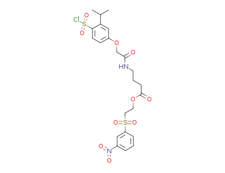 Molecular Structure of 651728-46-0 (Butanoic acid,
4-[[[4-(chlorosulfonyl)-3-(1-methylethyl)phenoxy]acetyl]amino]-,
2-[(3-nitrophenyl)sulfonyl]ethyl ester)