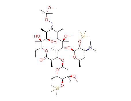 Molecular Structure of 119699-81-9 (Erythromycin, 6-O-Methyl-2',4'-Bis-O-(Trimethylsilyl)-, 9-[O-(1-Methoxy-1-Methylethyl)Oxime])