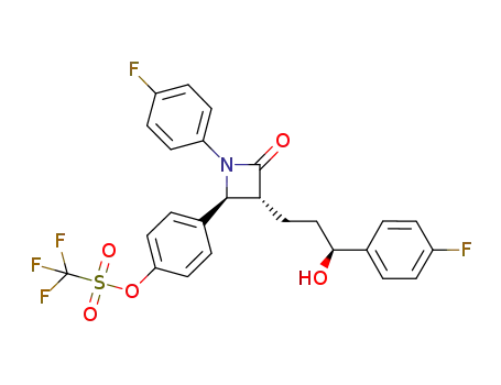 Molecular Structure of 847781-45-7 (Methanesulfonic acid, trifluoro-,
4-[(2S,3R)-1-(4-fluorophenyl)-3-[(3S)-3-(4-fluorophenyl)-3-hydroxypropyl
]-4-oxo-2-azetidinyl]phenyl ester)