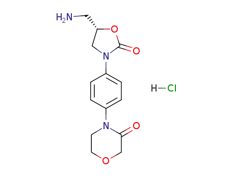 Molecular Structure of 898543-06-1 ((S)-4-(4-(5-(Aminomethyl)-2-oxooxazolidin-3-yl)phenyl)morpholin-3-one.HCl)