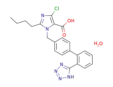 2-butyl-4-chloro-1-[(2'-(1H-tetrazol-5-yl)biphenyl-4-yl)methyl]-imidazole-5-carboxylic acid monohydrate
