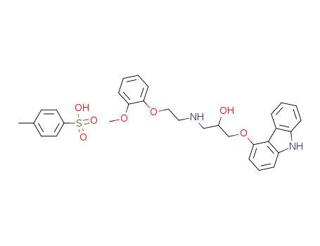 (+/-)-1-(9H-carbazol-4-yloxy)-3-[[2-(2-methoxyphenoxy)-ethyl]-amino]-2-propanol tolsylate