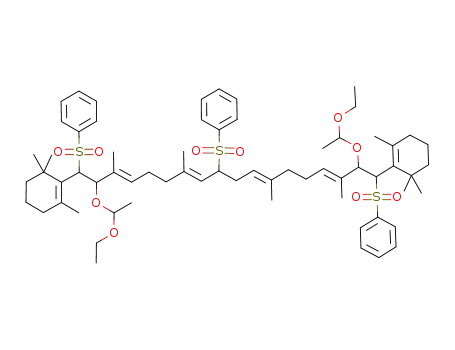 1,9,18-tris(benzenesulfonyl)-3,7,12,16-tetramethyl-1,18-bis(2,6,6-trimethyl-1-cyclohexen-1-yl)-3,7,11,15-octadecatetraene-2,17-diol, bis(1-ethoxyethyl) ether