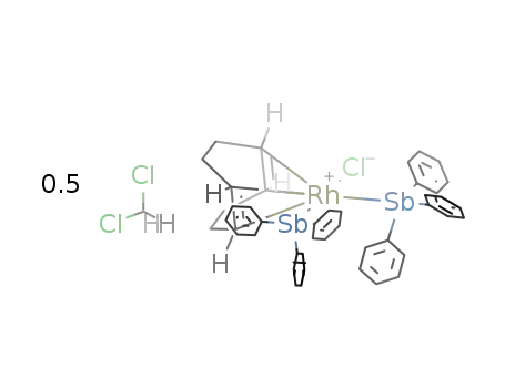 Rh(C8H12)(Sb(C6H5)3)2Cl*0.5CH2Cl2