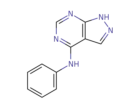 Molecular Structure of 99973-41-8 (1H-Pyrazolo[3,4-d]pyrimidin-4-amine, N-phenyl-)